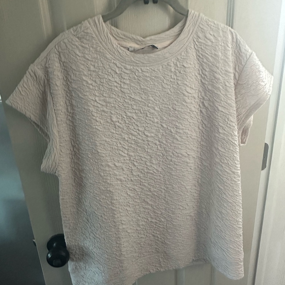 See and Be Seen Textured Short Sleeve Set Small Ivory/Blush - Picture 6 of 9